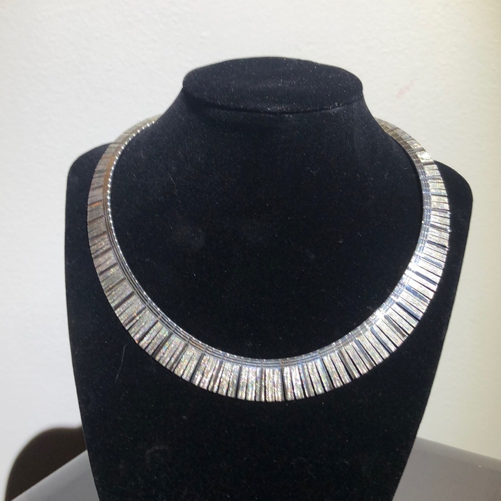 Reversible sterling cleopatra style necklace
